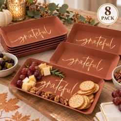 Elegant Thanksgiving Metallic Appetizer Plates - 8 PK